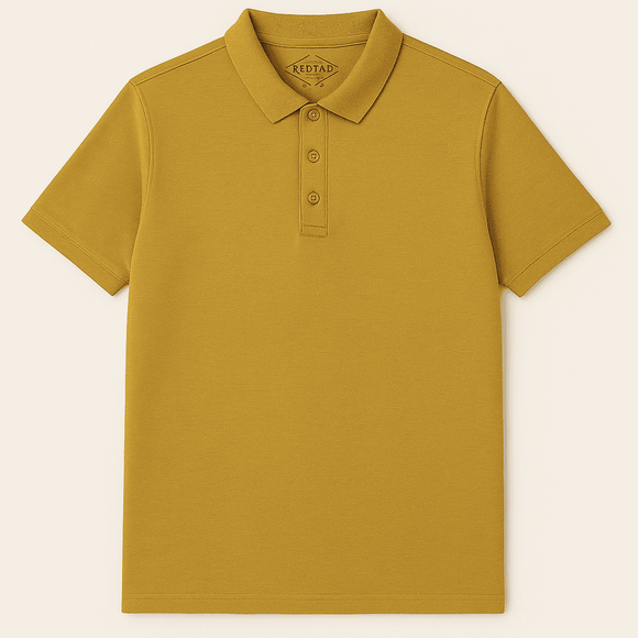 Solid Polo Shirt Mustard Small Nawao.com
