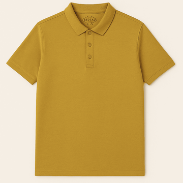 Solid Polo Shirt Mustard Small Nawao.com