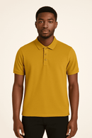 Solid Polo Shirt Mustard Small Nawao.com