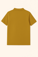 Solid Polo Shirt Mustard Small Nawao.com