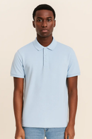 Solid Polo Shirt Pale Blue Nawao.com
