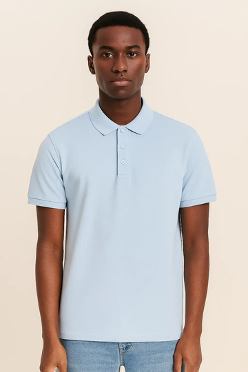 Solid Polo Shirt Pale Blue Nawao.com