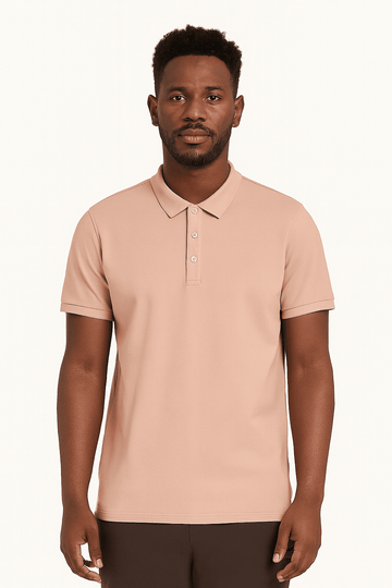 Solid Polo Shirt Pale Pink Nawao.com