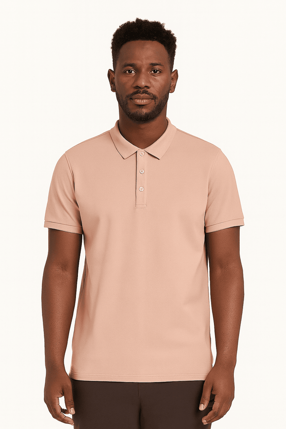 Solid Polo Shirt Pale Pink Nawao.com