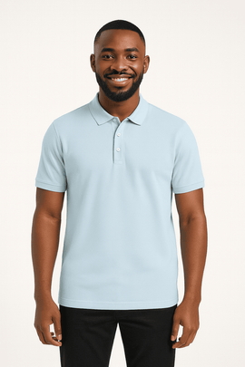 Solid Polo Shirt Sky Blue Nawao.com