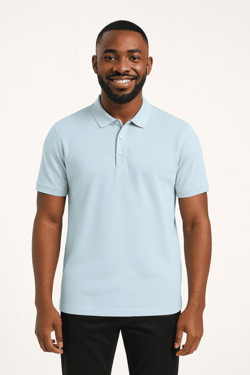 Solid Polo Shirt Sky Blue Nawao.com