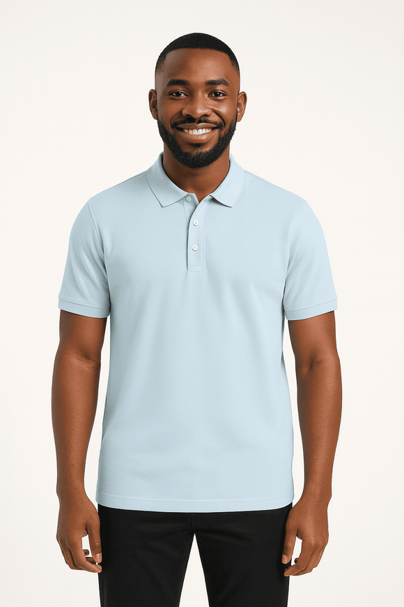 Solid Polo Shirt Sky Blue Nawao.com