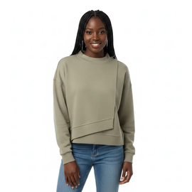 Split Front Assymetric Sweatshirt Green Nawao.com