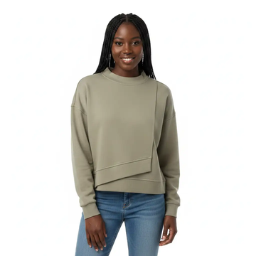 Split Front Assymetric Sweatshirt Green Nawao.com