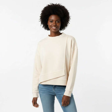 Split Front Assymetric Sweatshirt Ivory Nawao.com