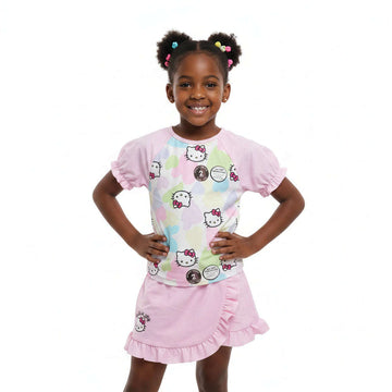 Ss Hello Kitty Aop Skirt Set Pale Pink Nawao.com