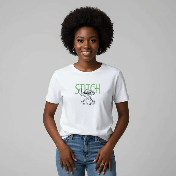 Stitch Embellished T Shirt White Nawao.com