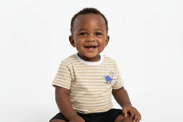 Stone And White Striped Tshirt Beige Nawao.com