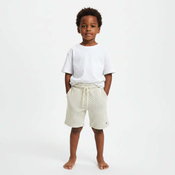 Stone Jacquard Shorts Beige Nawao.com