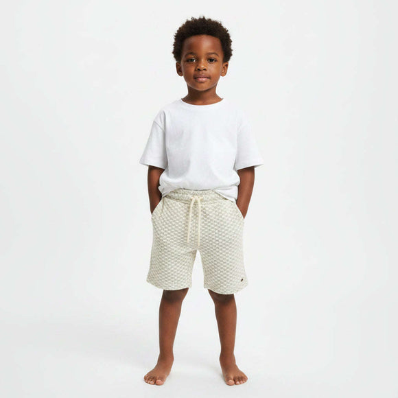 Stone Jacquard Shorts Beige Nawao.com
