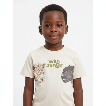 Stone Leopard Digital Print T Shirt Beige Nawao.com