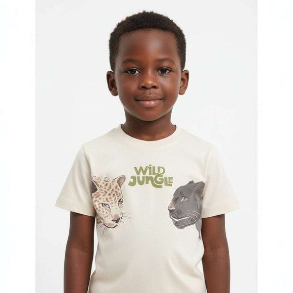 Stone Leopard Digital Print T Shirt Beige Nawao.com
