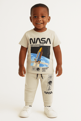 Stone Nasa T Shirt And Long Pant Pyjama Set Nawao.com