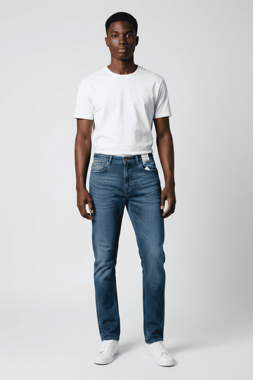 Straight Fit Denim Jeans Indigo 36 Waist Nawao.com