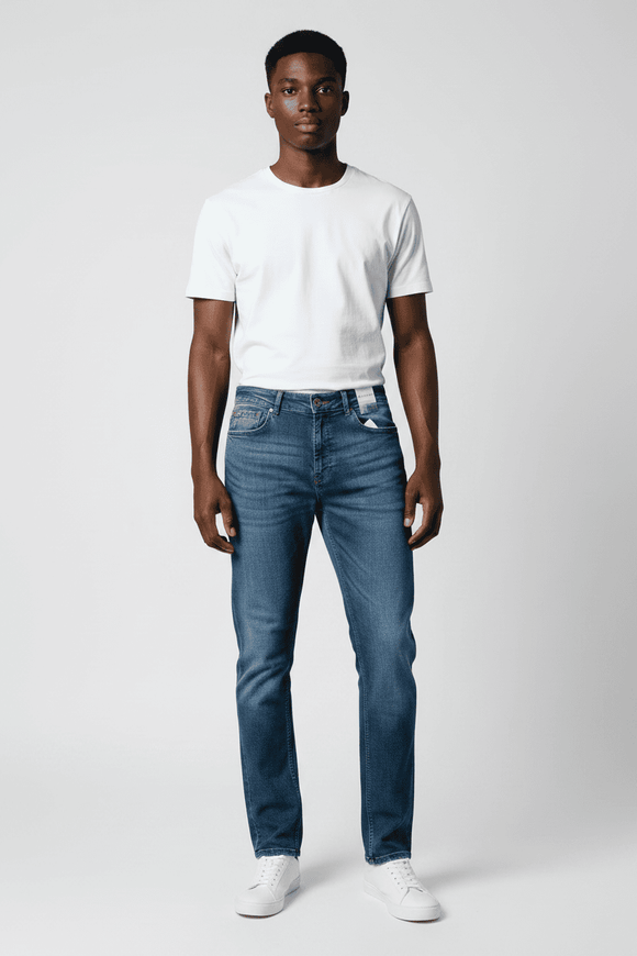 Straight Fit Denim Jeans Indigo 36 Waist Nawao.com