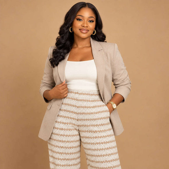 Striped Crochet Wideleg Trouser Brown Nawao.com