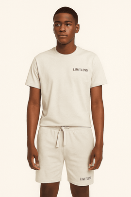 T Shirt And Pyjama Shorts Set Mid Grey Nawao.com