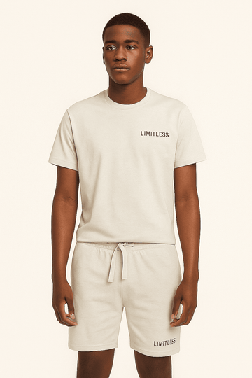 T Shirt And Pyjama Shorts Set Mid Grey Nawao.com