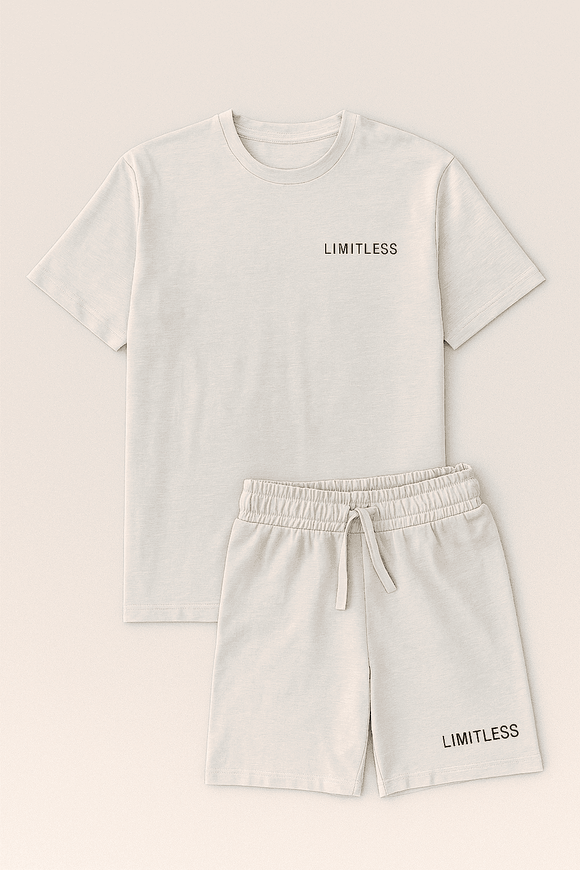 T Shirt And Pyjama Shorts Set Mid Grey Nawao.com