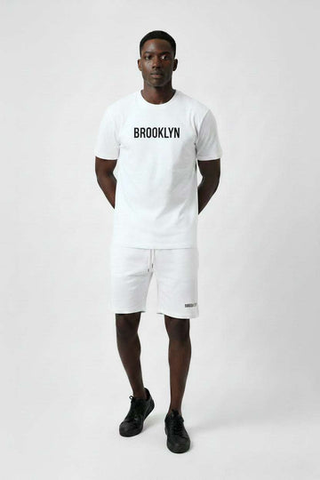 T Shirt And Pyjama Shorts Set White Small Nawao.com