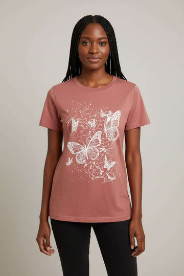 Taupe Graphic T Shirt Nawao.com