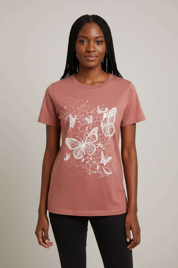 Taupe Graphic T Shirt Nawao.com