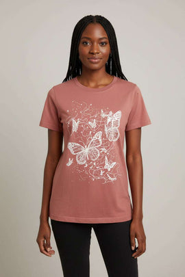 Taupe Graphic T Shirt Nawao.com