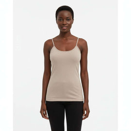 Taupe Plain Strappy Vest Nawao.com