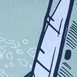 Teal Boat Printed Short Sleeve T Shirt Teal Nawao.com