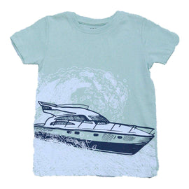 Teal Boat Printed Short Sleeve T Shirt Teal Nawao.com