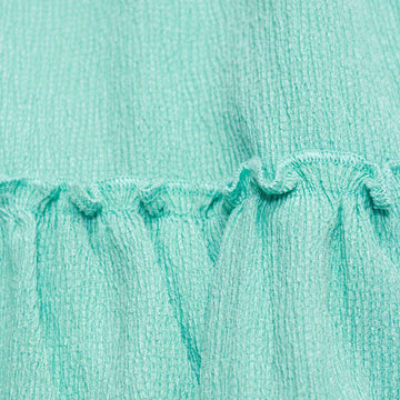 Teal Ruffled Sleeve Tiered Dress Nawao.com
