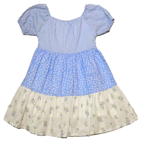 Tiererd Blue Printed Dress Nawao.com