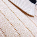 VARIGATED  CONTRAST PIPING POLO PALE PINK Nawao.com