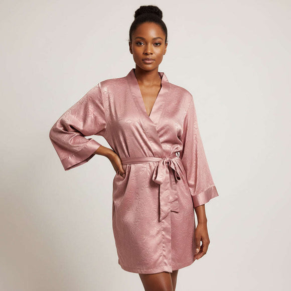 Velour Robe With Belt Pale Pink Nawao.com