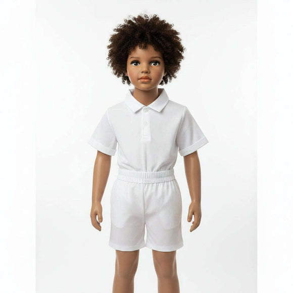 White 1 4Th Placket Short Sleeve Over Sized Shirt White Nawao.com