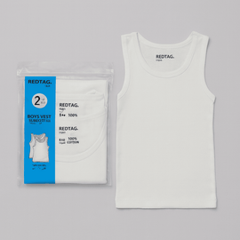 White 2 Pcs Pack Sleeveless Vest Basic Nawao.com