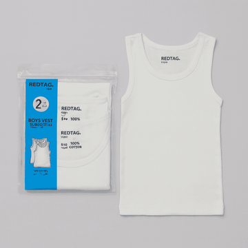 White 2 Pcs Pack Sleeveless Vest Basic Nawao.com