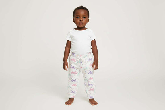 White All Over Print Butterfly Joggets Nawao.com