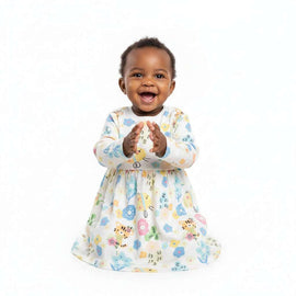 White All Over Print Full Sleeves Dress White Nawao.com