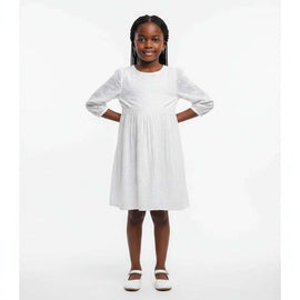 White Allover Embroidered Dress White Nawao.com
