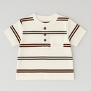 White And Brown Striped Yd Henley Tshirt Nawao.com