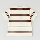 White And Brown Striped Yd Henley Tshirt Nawao.com
