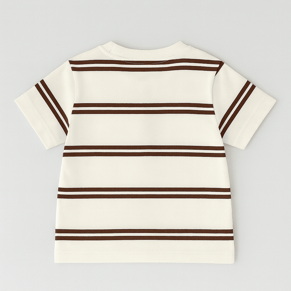 White And Brown Striped Yd Henley Tshirt Nawao.com
