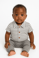 White And Navy Striped Jacquard Shirts Nawao.com