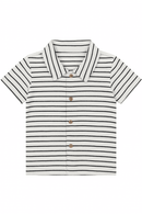 White And Navy Striped Jacquard Shirts Nawao.com